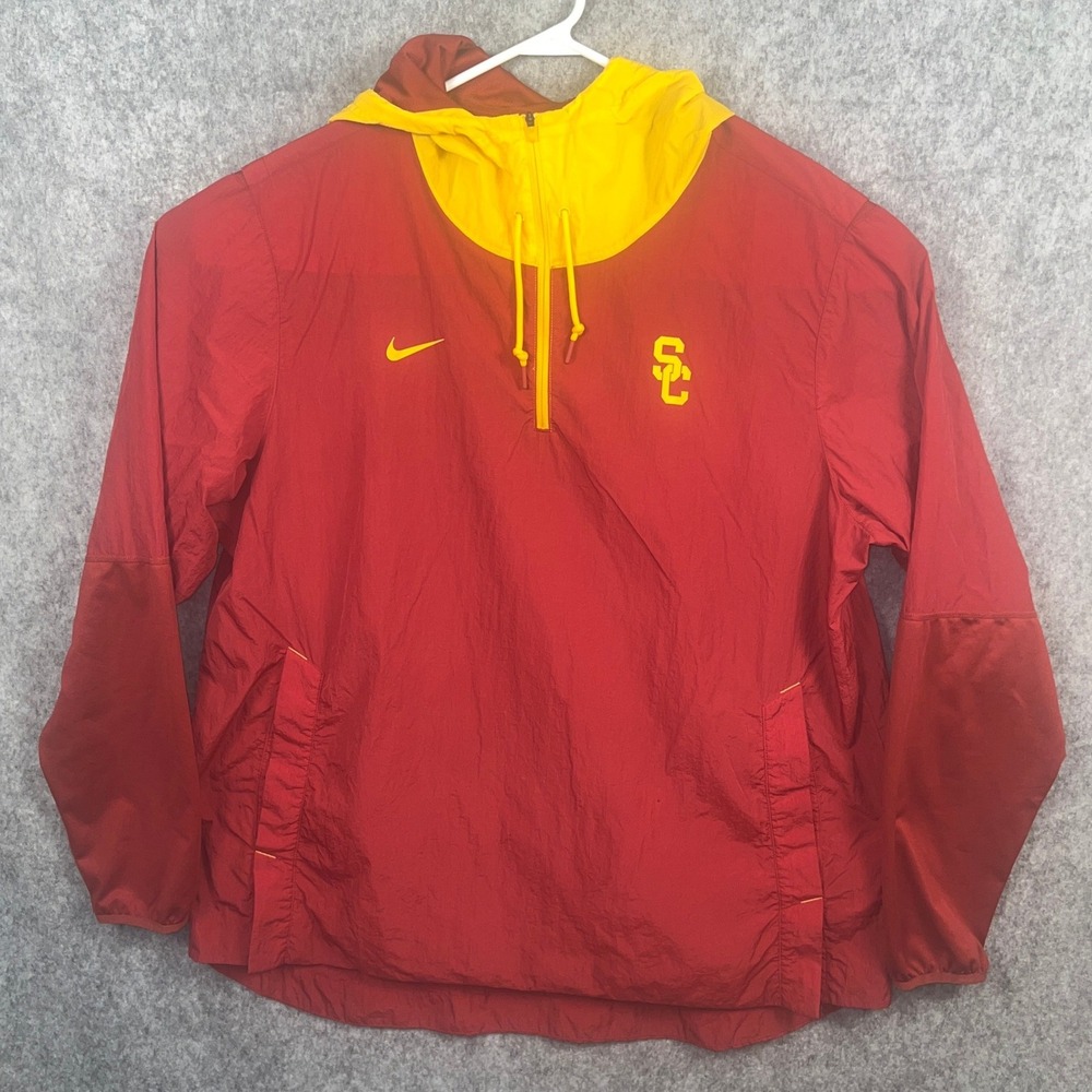 Nike USC Trojans Mens XXL Red Yellow On-Field Quarter Zip Windbreaker DC5442-698